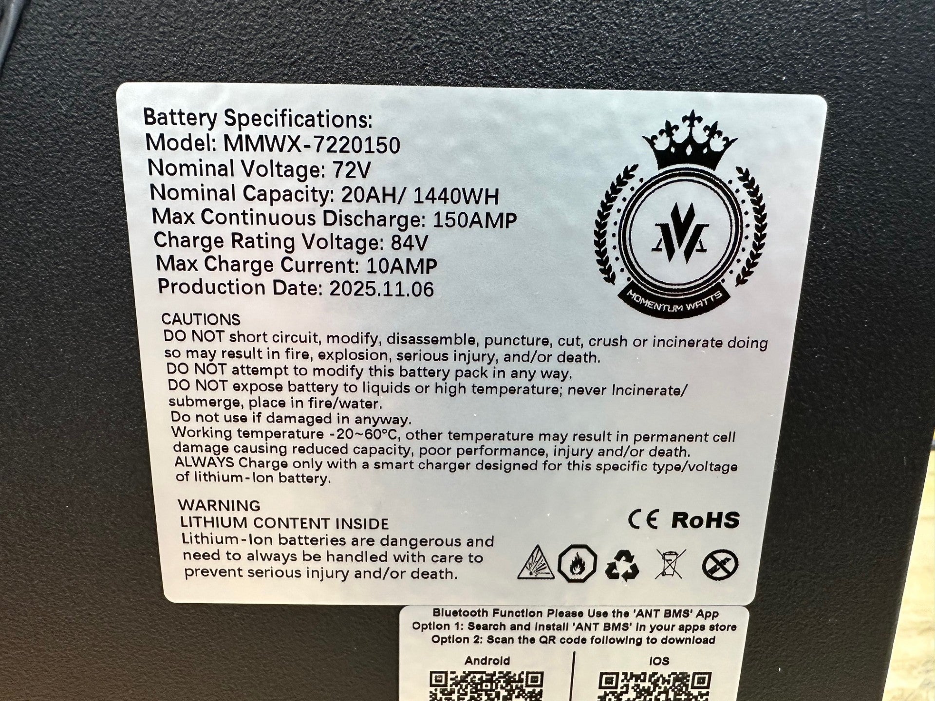 72V Lithium Battery for Valtinsu EM-5 (150AMP/20AH)